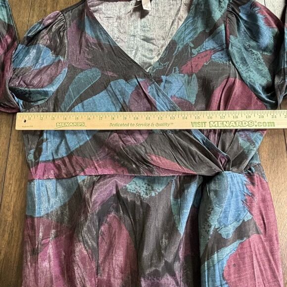 Ava & Viv Faux Wrap Dress Size 1X Jeweled Tones Long Sleeve NEW! - Picture 4 of 10